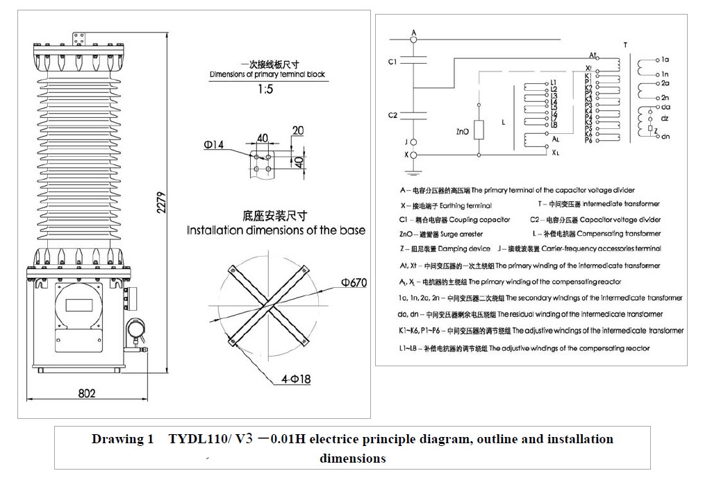 The specification of the capacitive voltage transformer